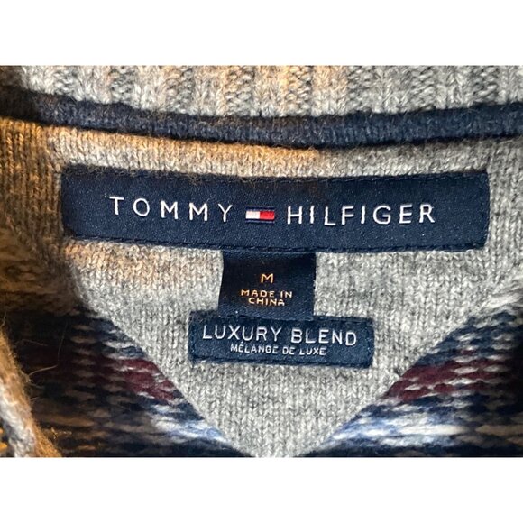 BOYS SWEATER TOMMY HILFILGER YOUTH M QUARTER ZIP WOOL COTTON BLEND - Picture 5 of 10